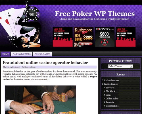 free wordpress theme Night at the Casino