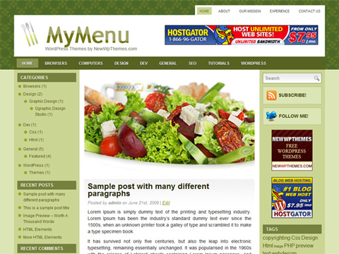 free wordpress theme My Menu