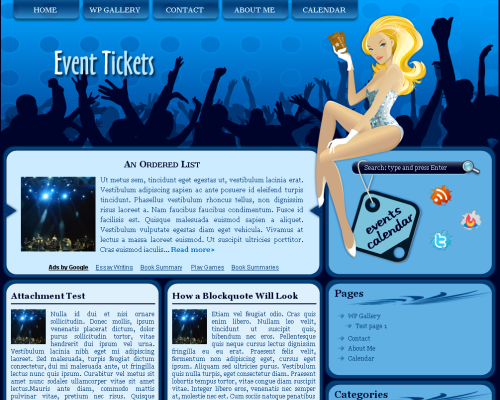 free wordpress theme Event Tickets