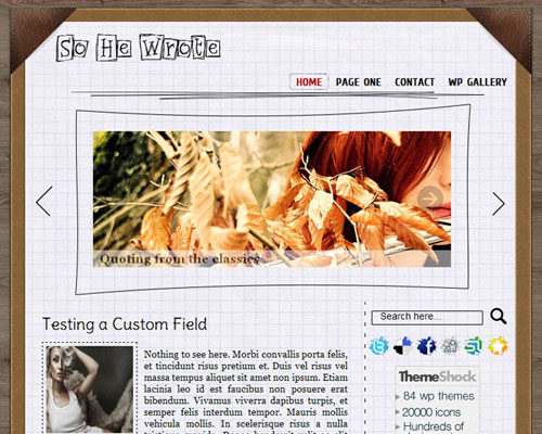 free wordpress theme So He Wrote